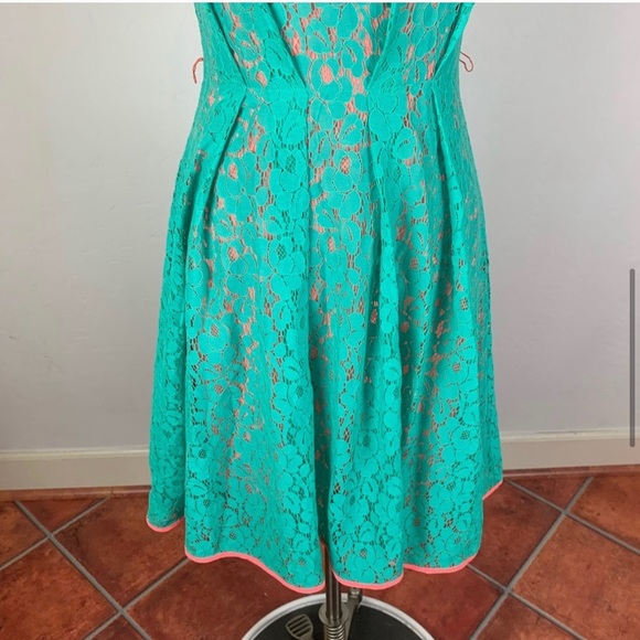 Eva Franco Teal & Pink Lace Dress - Picture 4 of 7